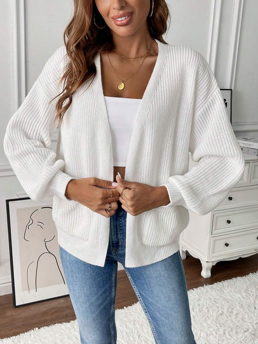 Jade - Women's Open-Front Ribbed Knit Cardigan