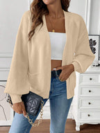 Jade - Women's Open-Front Ribbed Knit Cardigan