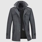 James - Men's Double-Collar Wool Coat with Zip and Button Closure