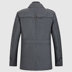 James - Men's Double-Collar Wool Coat with Zip and Button Closure