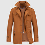 James - Men's Double-Collar Wool Coat with Zip and Button Closure
