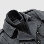James - Men's Double-Collar Wool Coat with Zip and Button Closure
