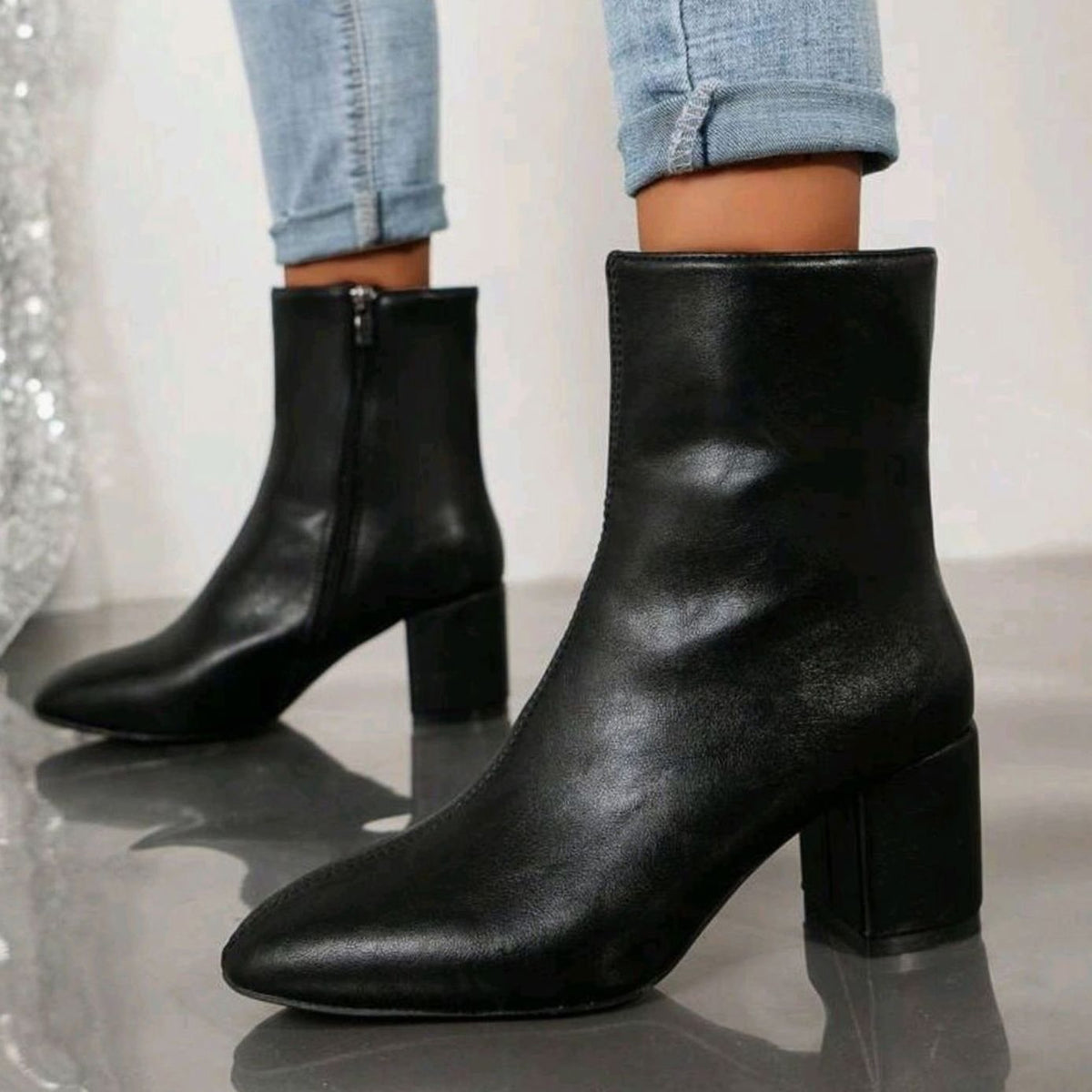 Jamie - Women's Pointed-Toe Block Heel Ankle Boots