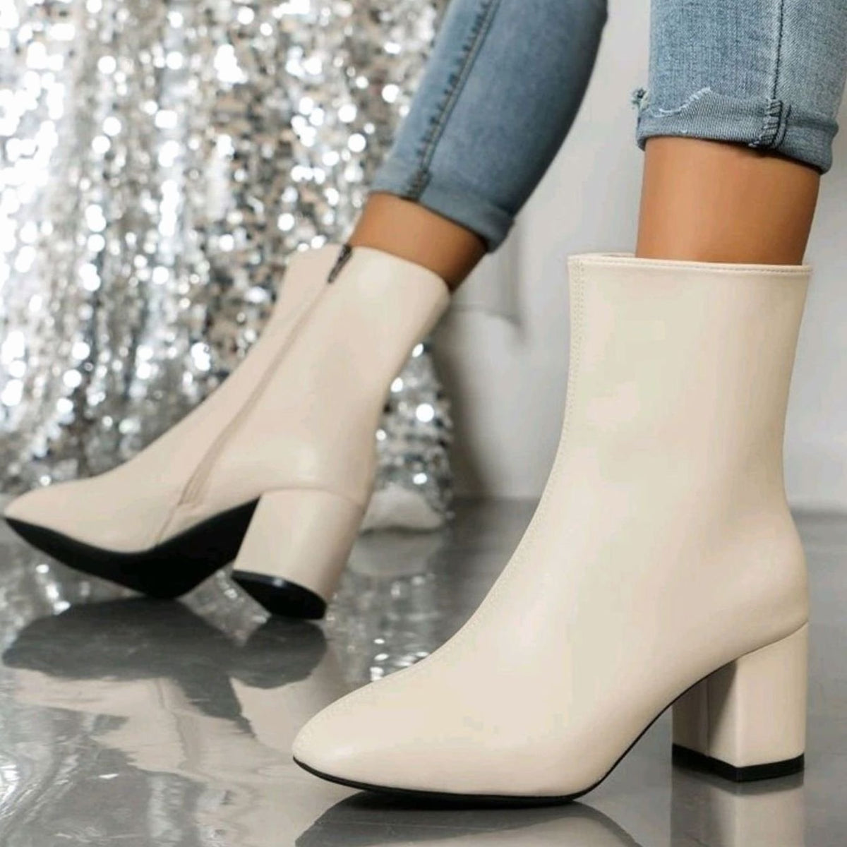 Jamie - Women's Pointed-Toe Block Heel Ankle Boots