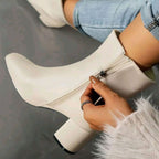 Jamie - Women's Pointed-Toe Block Heel Ankle Boots