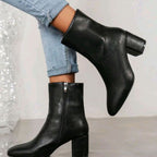 Jamie - Women's Pointed-Toe Block Heel Ankle Boots