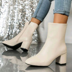 Jamie - Women's Pointed-Toe Block Heel Ankle Boots