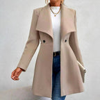 Janelle - Women’s Wide Lapel Fitted Long Coat 1