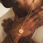 Jasper - Men's Gold Compass Pendant Necklace