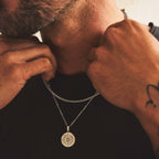 Jasper - Men's Gold Compass Pendant Necklace