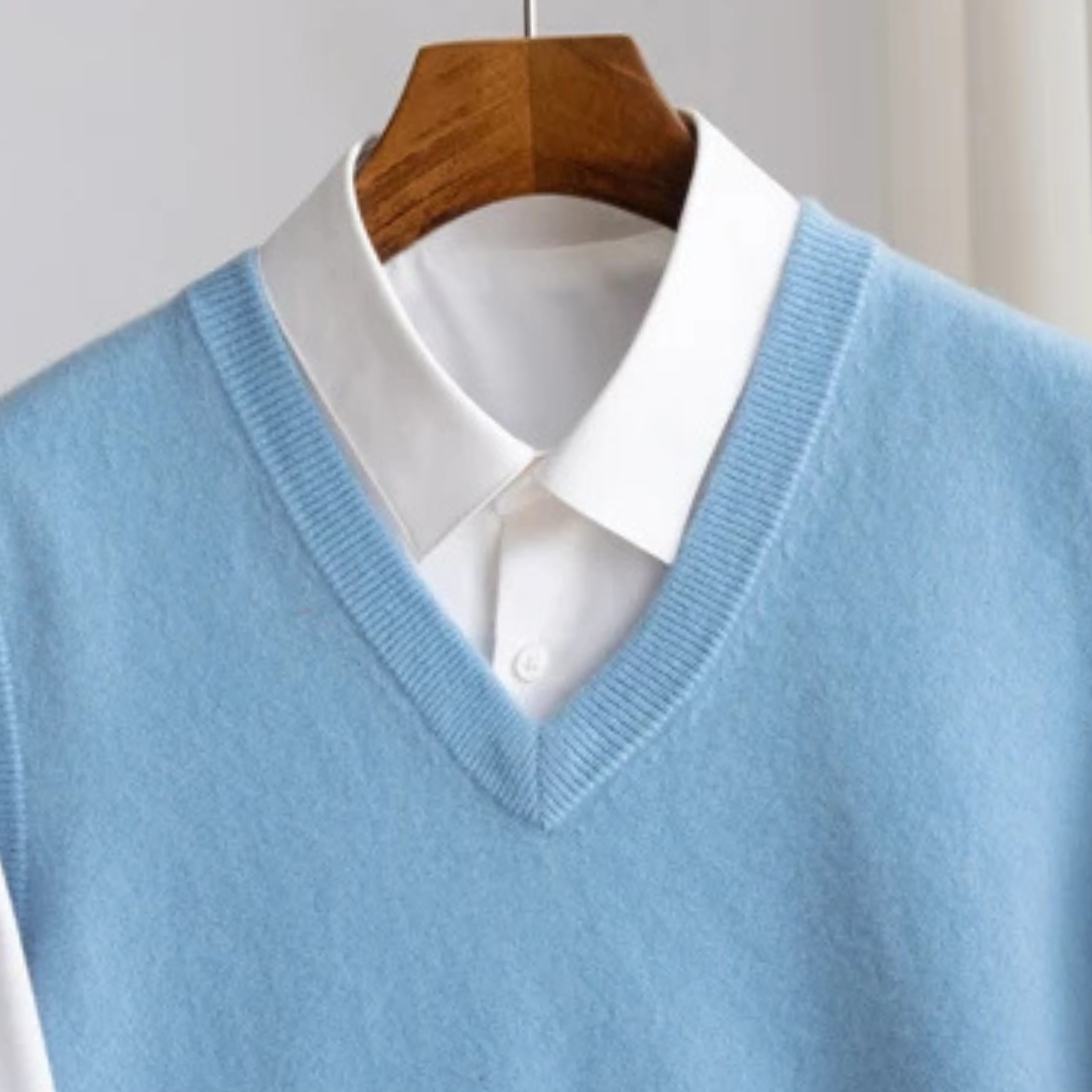 Jasper - Men's V-Neck Merino Wool Sweater Vest
