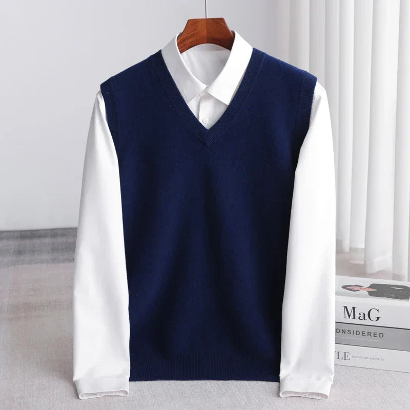 Jasper - Men's V-Neck Merino Wool Sweater Vest