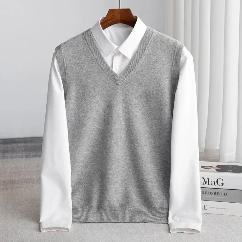 Jasper - Men's V-Neck Merino Wool Sweater Vest