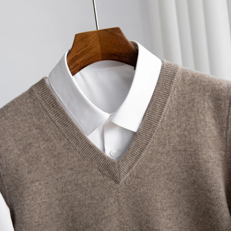Jasper - Men's V-Neck Merino Wool Sweater Vest