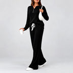 Jeanne - Women's Ribbed Knit Henley Set 2