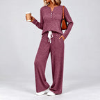 Jeanne - Women's Ribbed Knit Henley Set 5