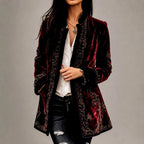 Jennie - Women's Embroidered Velvet Long Jacket 1