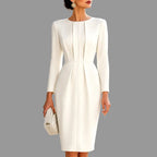 Jessica - Women's Pleated Waist Long Sleeve Dress 1