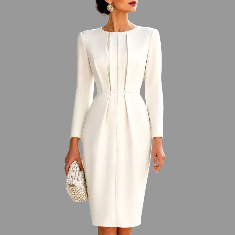 Jessica - Women's Pleated Waist Long Sleeve Dress 1