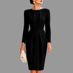 Jessica - Women's Pleated Waist Long Sleeve Dress 2