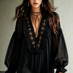 Jessica - Women's V-Neck Puff Sleeve Vacation Dress 3