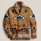 Jettson - Men's Jacquard Wool Cardigan with Belt