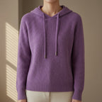 Jewel - Women's Ribbed Knit Hoodie Sweater