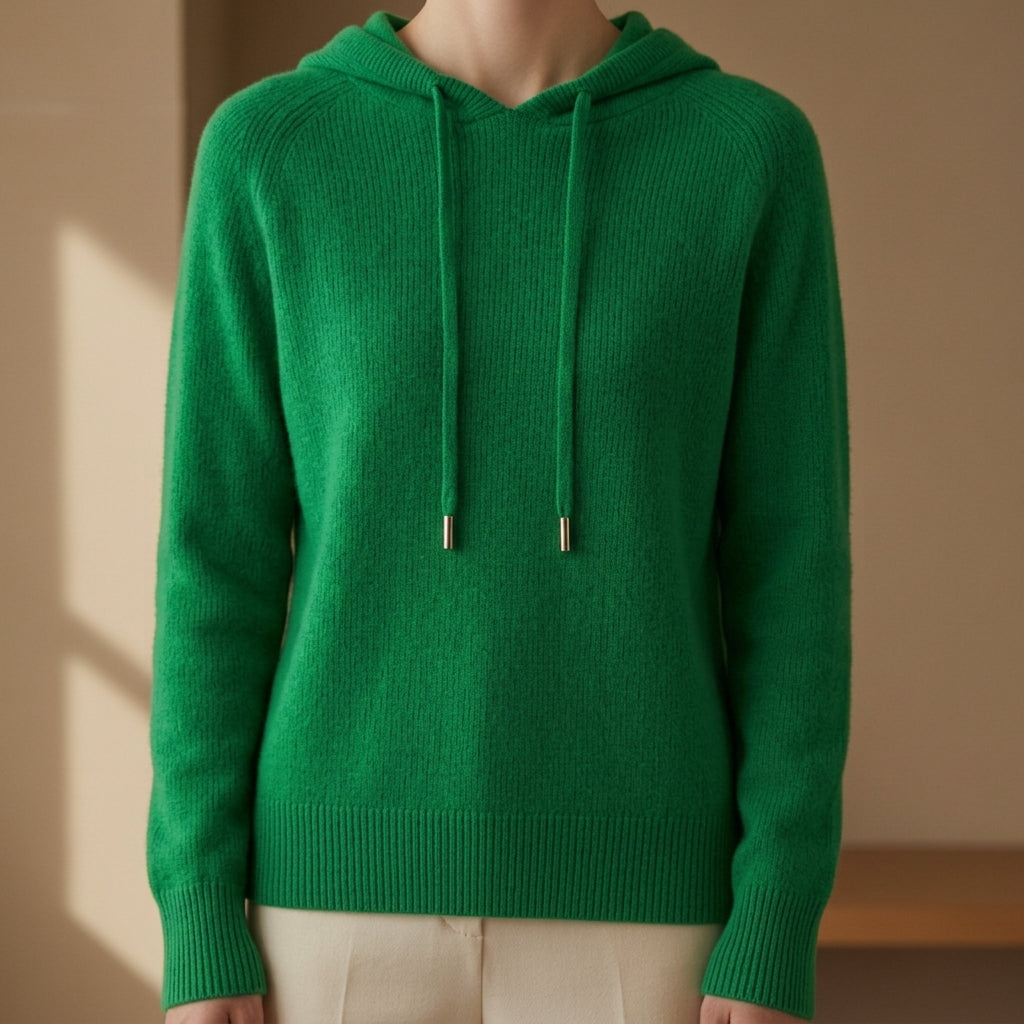Jewel - Women's Ribbed Knit Hoodie Sweater