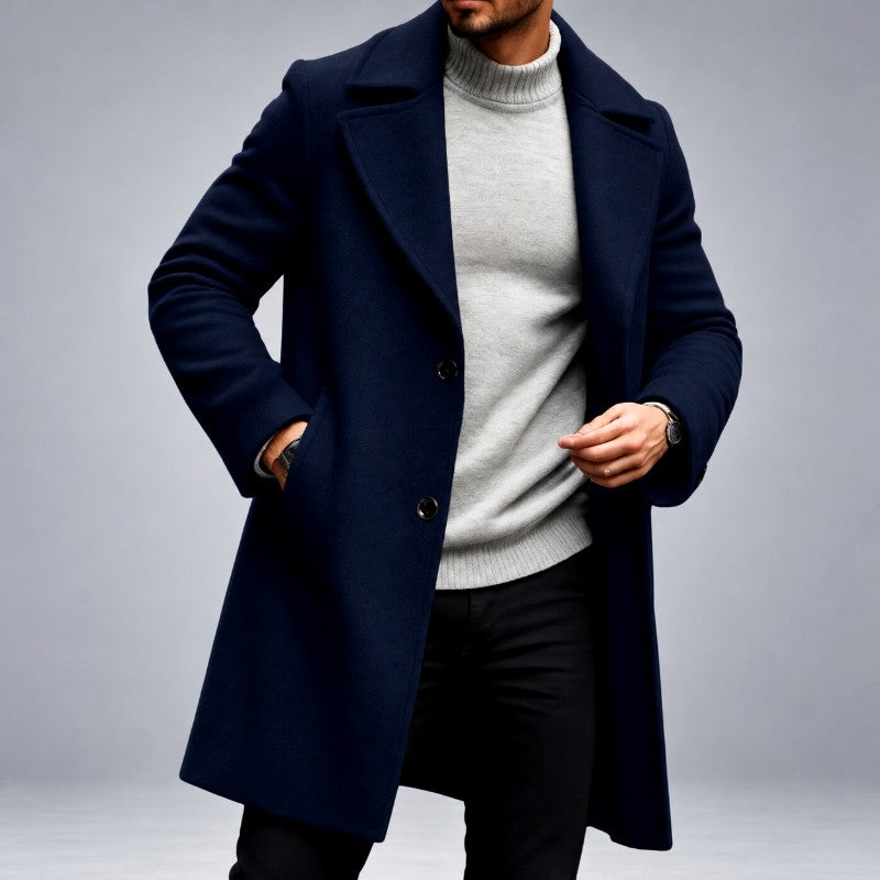 Jimmuel - Men's Notched Lapel Button-Front Overcoat 2