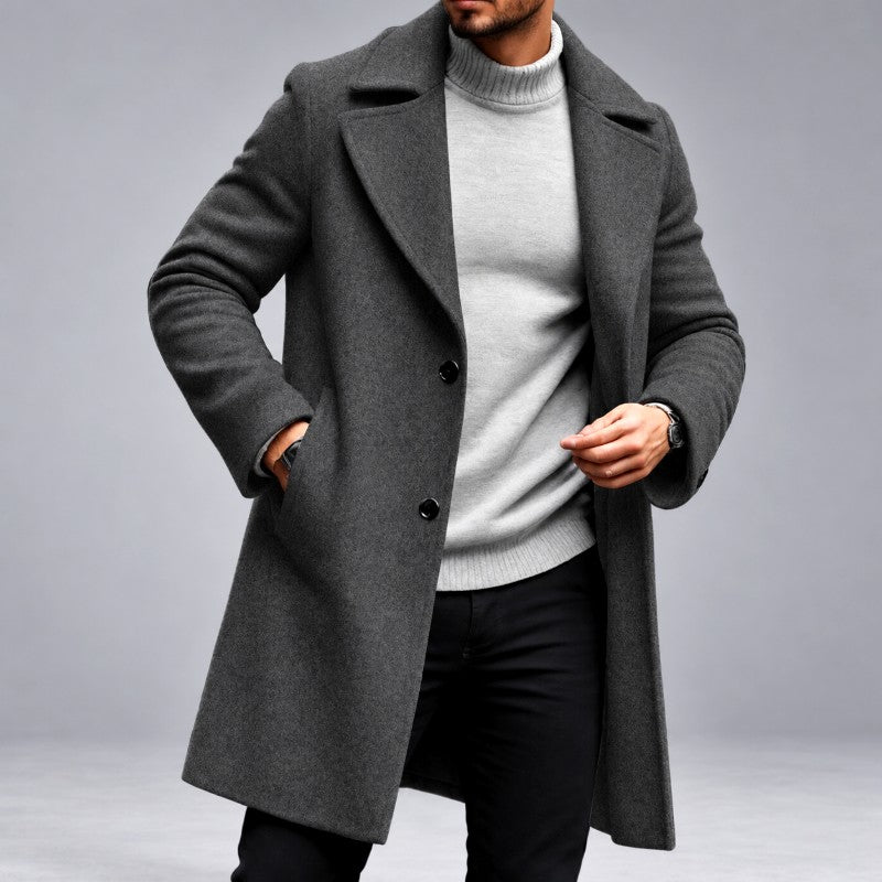 Jimmuel - Men's Notched Lapel Button-Front Overcoat 4