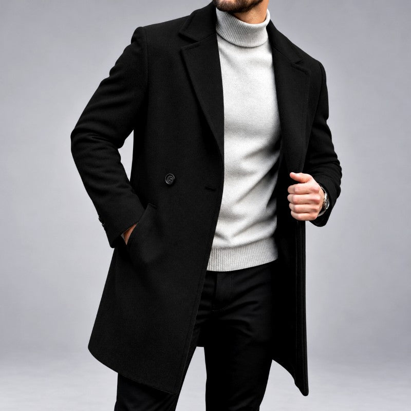 Jimmuel - Men's Notched Lapel Button-Front Overcoat 5