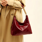 Johanna - Women's Patent Slouchy Chain Strap Hobo Bag 1