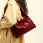 Johanna - Women's Patent Slouchy Chain Strap Hobo Bag 2