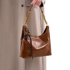 Johanna - Women's Patent Slouchy Chain Strap Hobo Bag 3