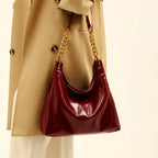 Johanna - Women's Patent Slouchy Chain Strap Hobo Bag 5
