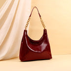 Johanna - Women's Patent Slouchy Chain Strap Hobo Bag 6
