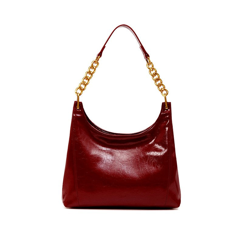 Johanna - Women's Patent Slouchy Chain Strap Hobo Bag 7