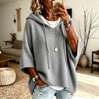 Josephine - Women's Waffle-Knit Hooded Poncho Sweater 3