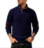 Julian - Men’s Stand Collar Knit Sweater with Contrast Placket 2