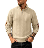 Julian - Men’s Stand Collar Knit Sweater with Contrast Placket 5