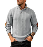 Julian - Men’s Stand Collar Knit Sweater with Contrast Placket 6