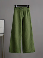 Juliana - Women's Cropped Crewneck Knit Sweater with Wide-Leg Pants Set