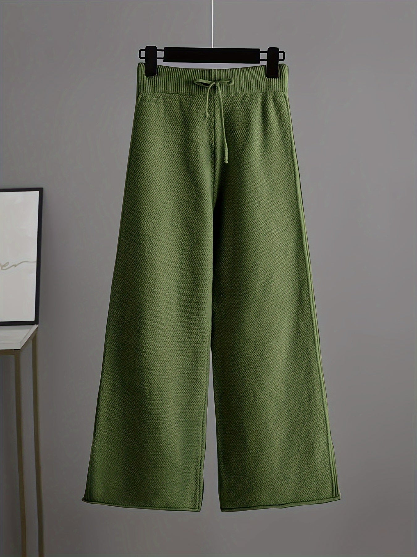 Juliana - Women's Cropped Crewneck Knit Sweater with Wide-Leg Pants Set