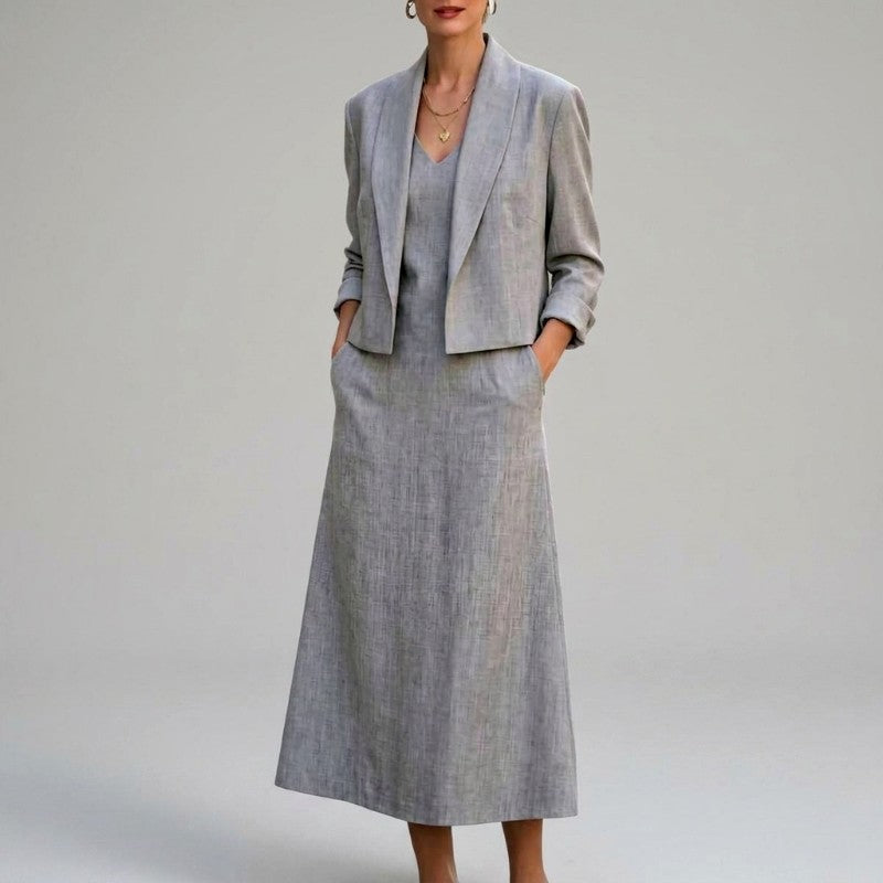 Julie - Women's Shawl Collar Blazer and Dress Set 5