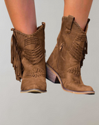 Karina - Women's Fringe Ankle Boots with Zip Closure