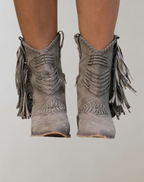Karina - Women's Fringe Ankle Boots with Zip Closure