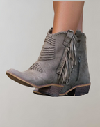 Karina - Women's Fringe Ankle Boots with Zip Closure