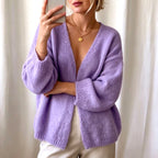 Kate - Women's Fuzzy Open-Front Oversized Knit Cardigan 2