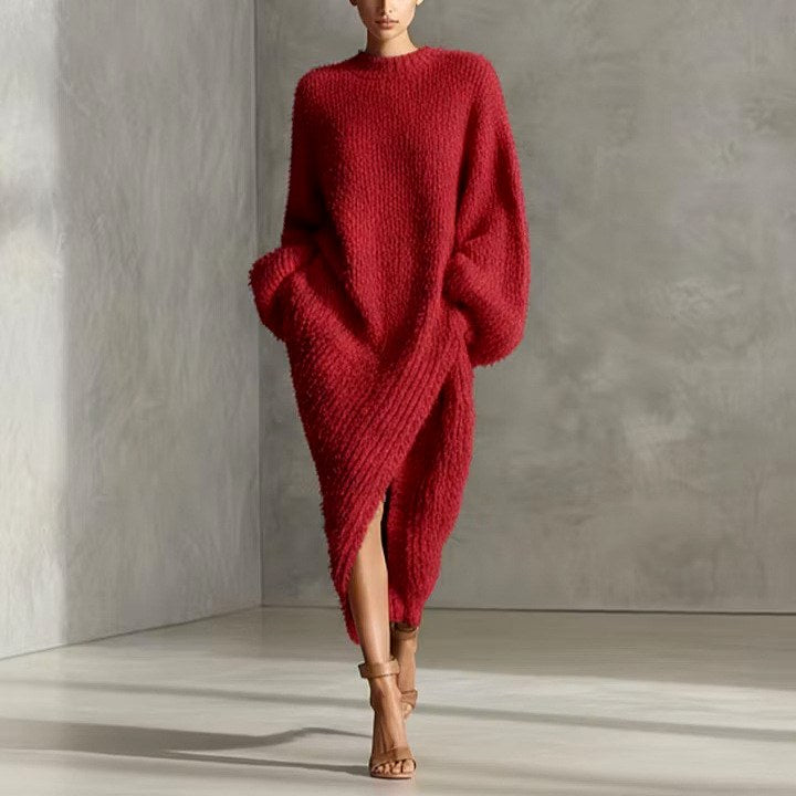 Kate - Women's Fuzzy Oversized Long Sleeve Sweater Dress 2