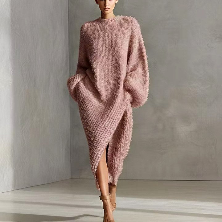 Kate - Women's Fuzzy Oversized Long Sleeve Sweater Dress 3